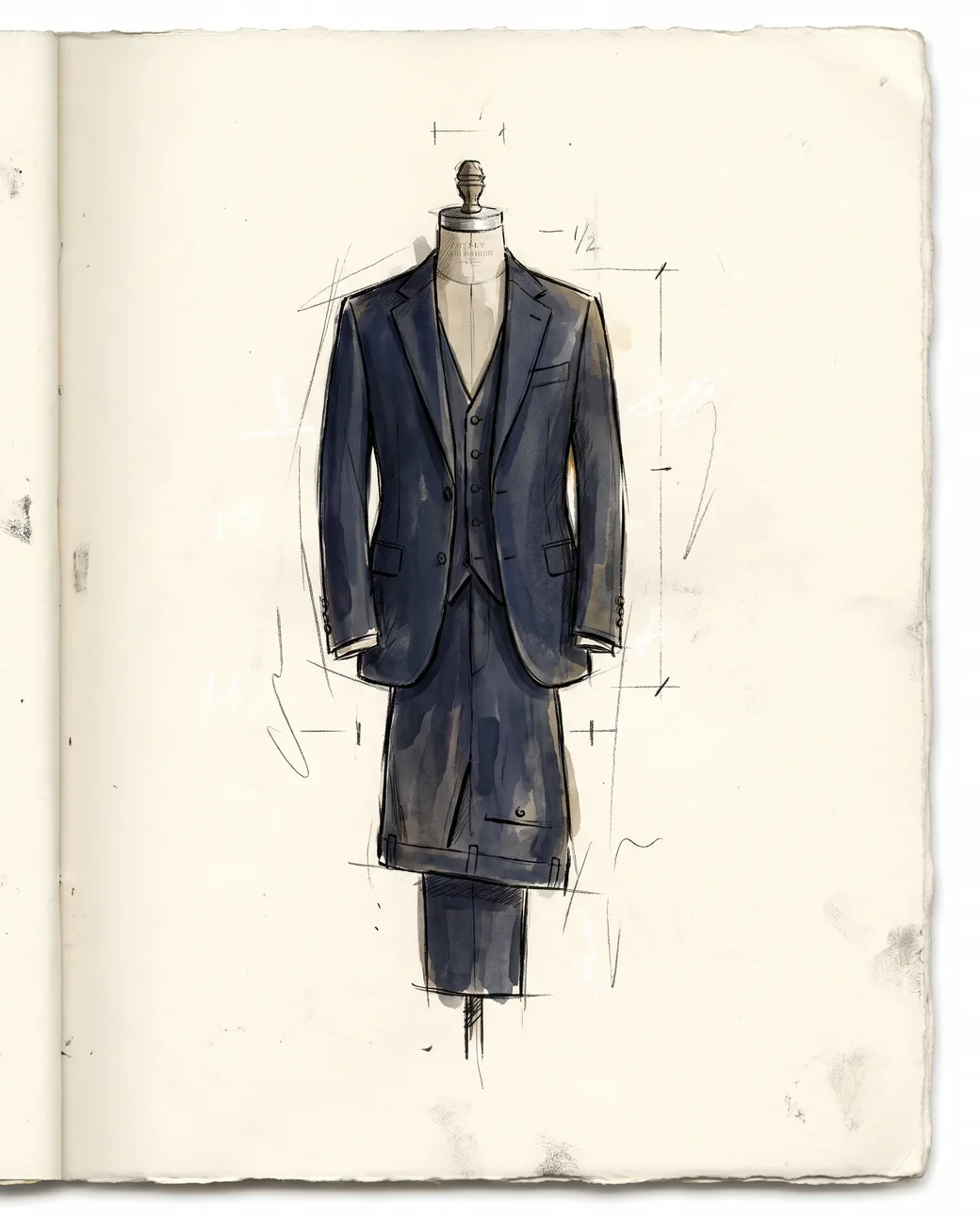 Illustration of a two-piece bespoke suit