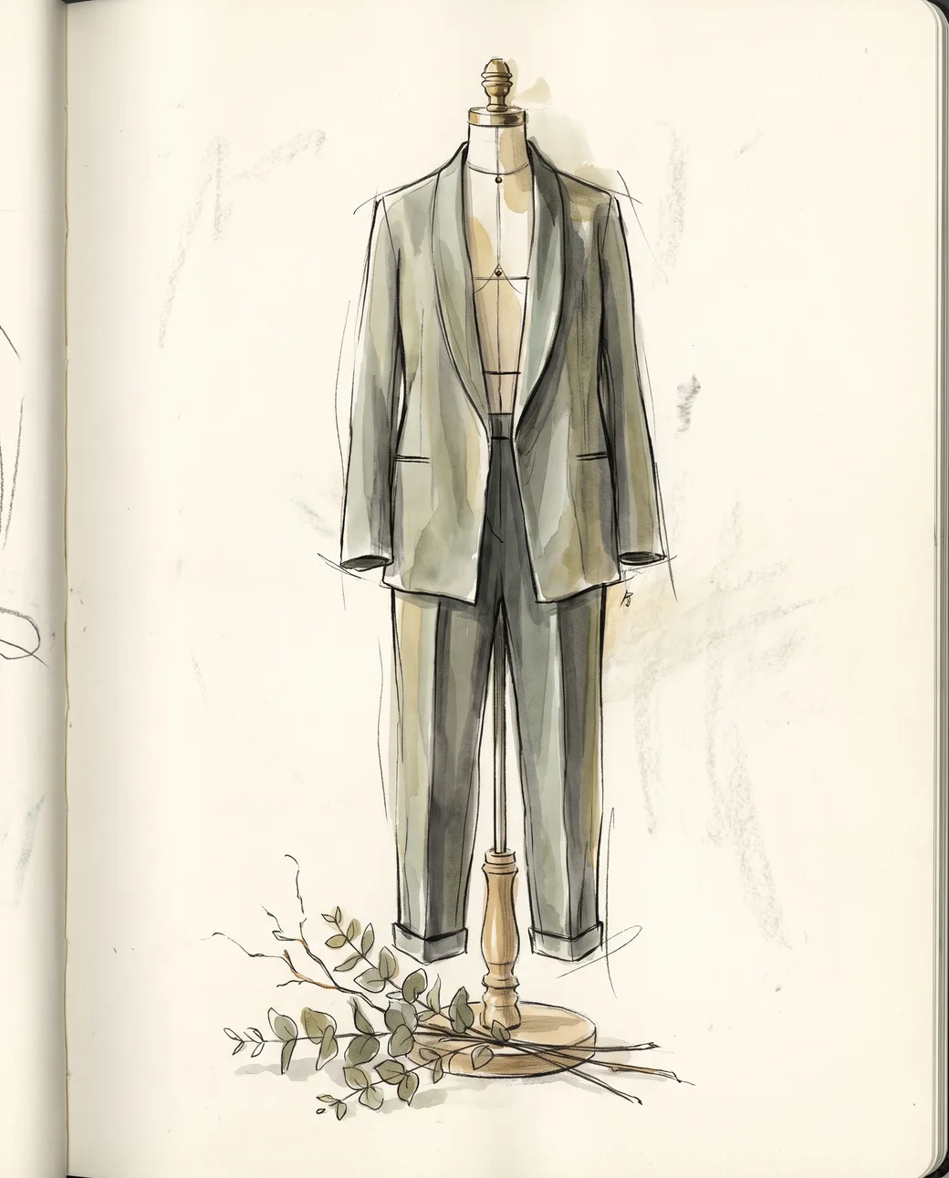 Illustration of a vegan tailored suit