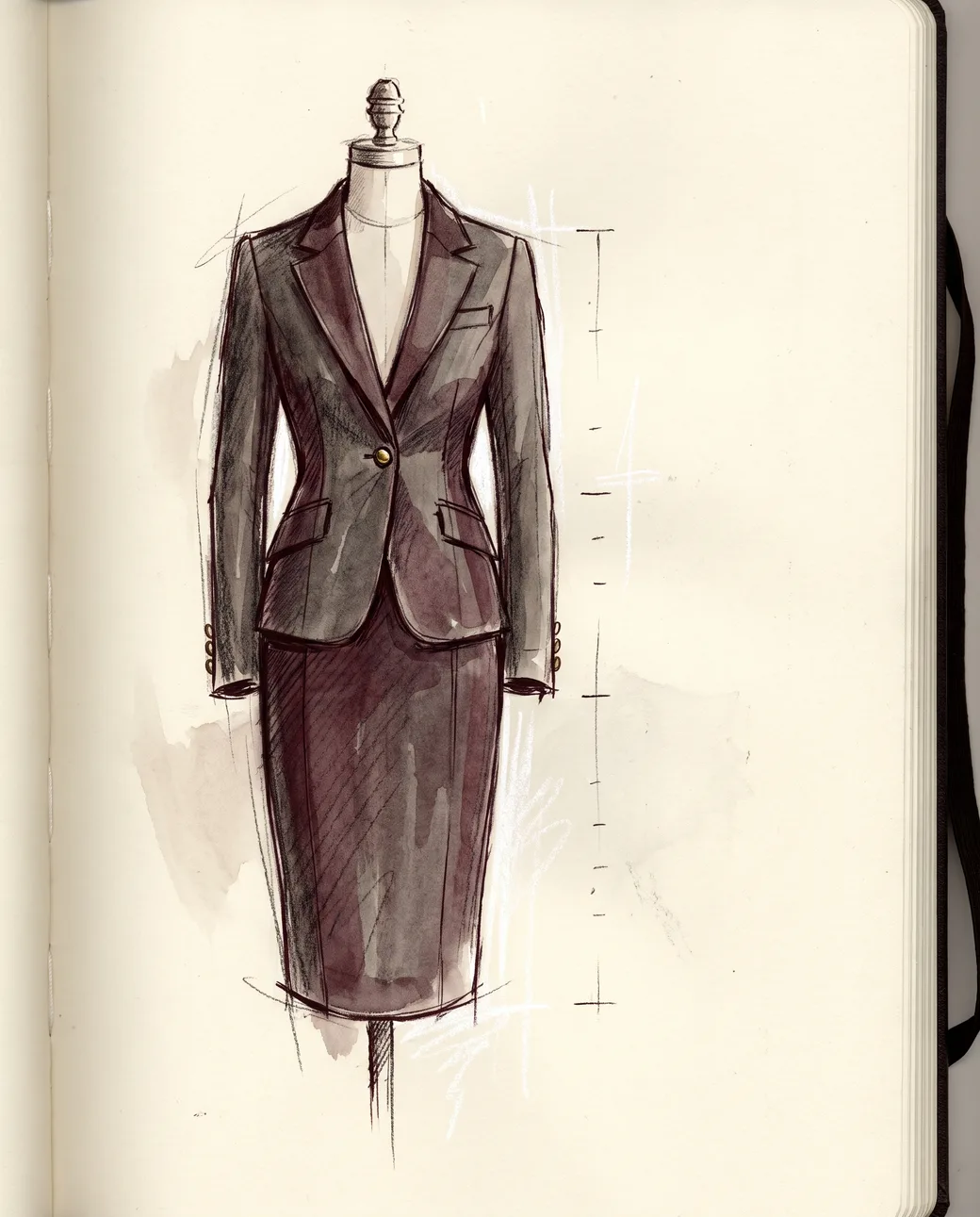 Illustration of a women's tailored suit